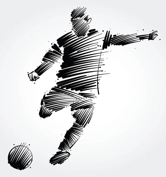 ışık arka plan üzerinde siyah Pazar futbol oyuncusu topu tekmeleme yapılmış