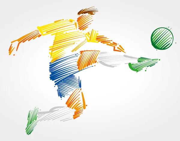 ışık arka plan üzerinde renkli Pazar futbol oyuncusu topa uçan yapılmış