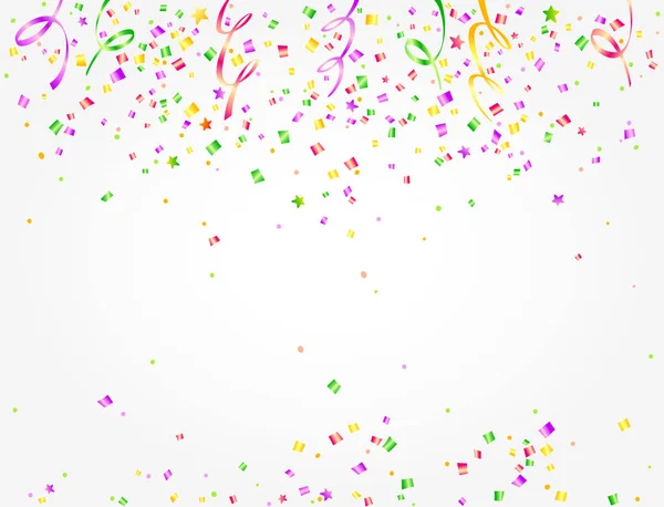 Carnival bakgrund med färgglada konfetti och serpentiner — Stock vektor