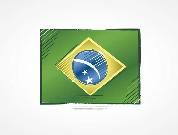 Bandera de Brasil con colores vivos en formato borrador — Vector de stock