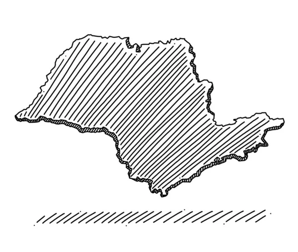 Doodle Map State Sao Paulo Brazil Dibujo Con Pinceladas Negras — Archivo Imágenes Vectoriales