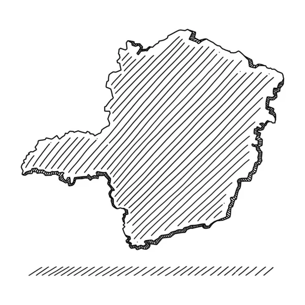 Doodle Sydöstra Brasiliansk Stat Ritning Med Svarta Penseldrag — Stock vektor