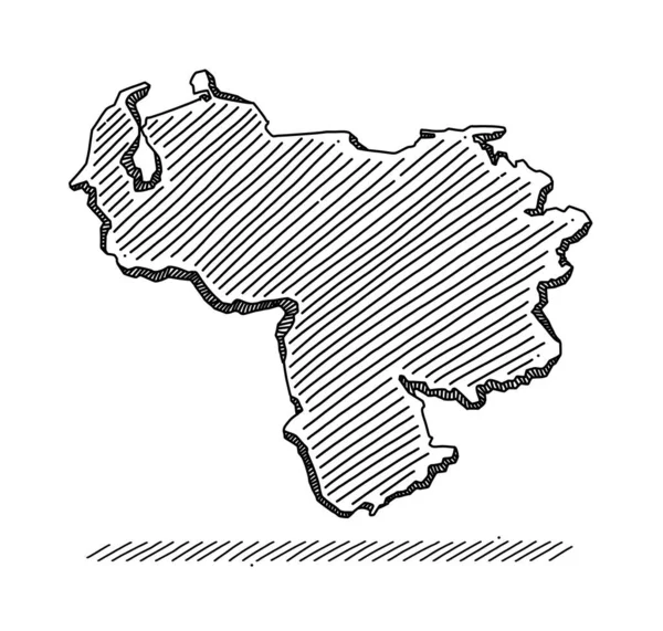 Doodle Mapa Venezuela Desenho Com Pinceladas Pretas — Vetor de Stock