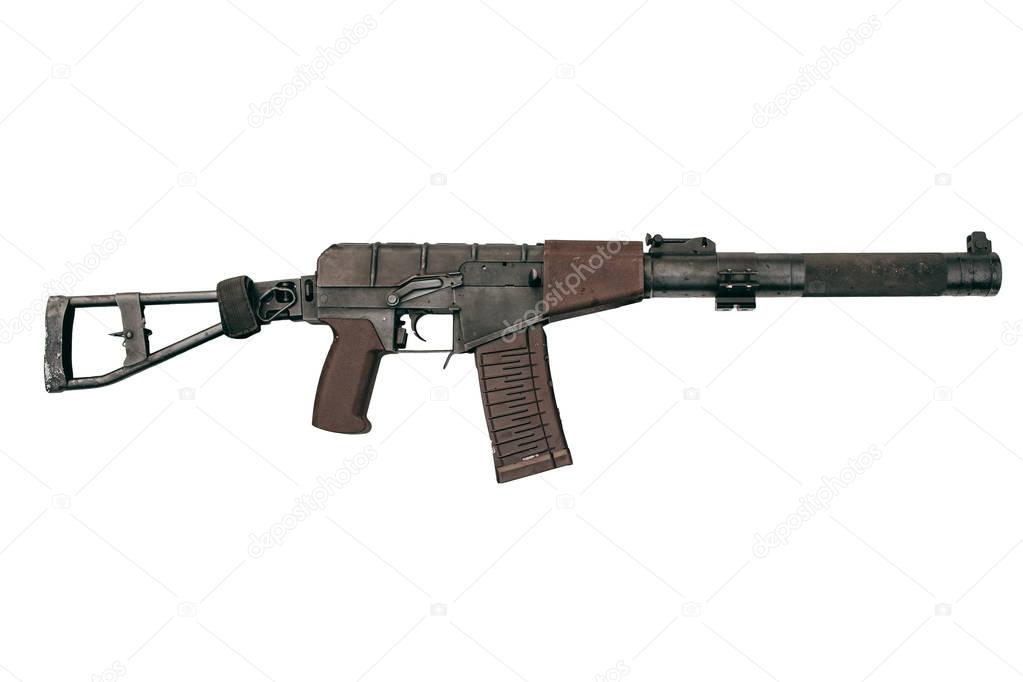 Russian automatic assault rifle AS VAL isolated on white. Modern weapon.