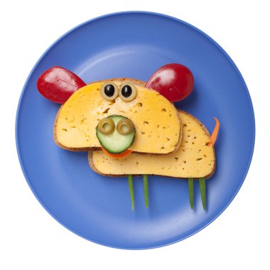 Ekmek ve peynir yapılmış domuz