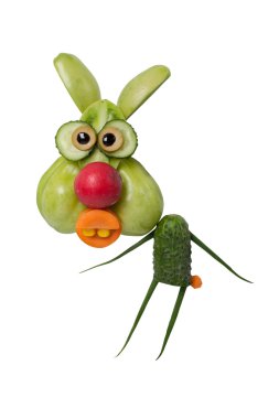 Komik Tavşan yeşil sebzelerin yapılan