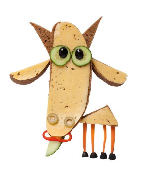 İzole arka plan üzerinde yapılan komik sandviç keçi