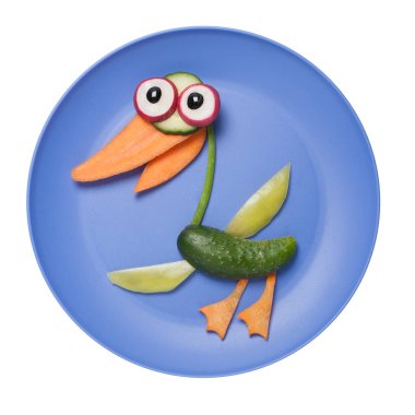 Komik ördek sebze plaka üzerinde yapılan