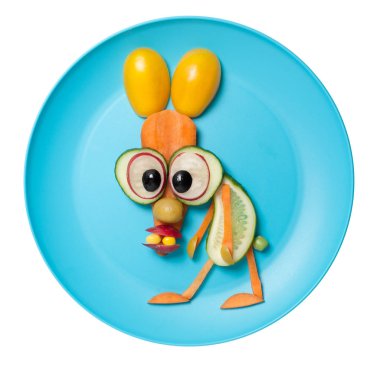 Tavşan sebze mavi plaka ile yapılan