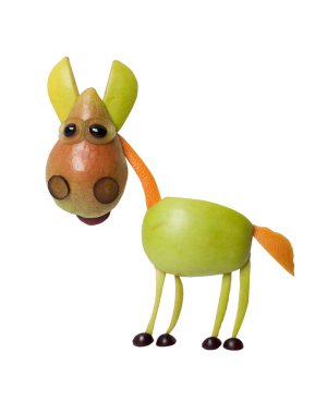 Elma ve armut yalıtılmış zemin üzerine yapılan at