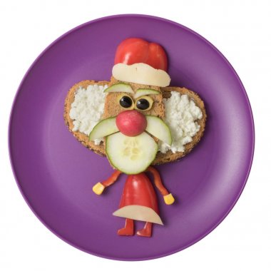 Mor tabakta sebze ile yapılan Santa