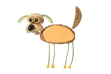 Beyaz arka plan üzerinde yapılan komik sandviç köpek