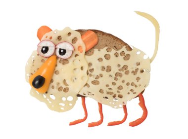 Siyah ekmek, peynir ve sebze ile yapılan leopar