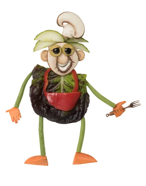 Koch mit Gabel aus Gemüse auf kreative Weise — Stockfoto