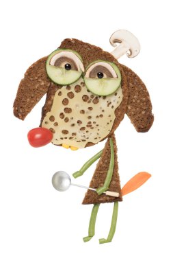 Sandviç fikir bir köpek chef şapka ve kaşık