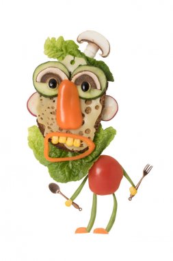 Bir aşçı gıda maddeleri ile yapma yaratıcı fikir