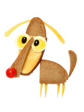 Ekmek, peynir ve yumurta ile bir sandviç yapma yaratıcı fikir