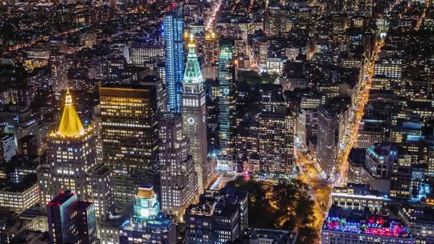 Aerial shot of new york city, Manhattan business district. Metropolis urban background. — Stock Video