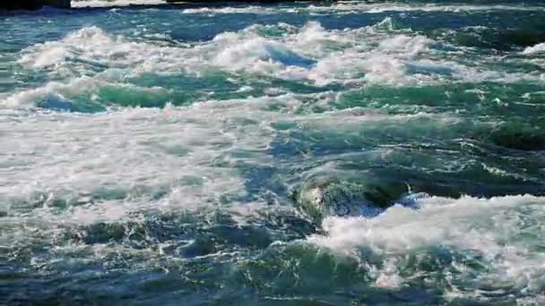 Razende stroomversnellingen van de Niagara rivier vóór de waterval — Stockvideo