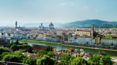 Paning timelapse: Floransa, İtalya cityscape. Dünyanın en güzel şehirlerinden biri olan