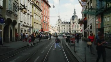 Graz, Avusturya, Haziran 2017: Dar cadde Belediye Graz, Avusturya
