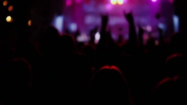Ayakta alkışlamak seyirci bir konserde siluetleri