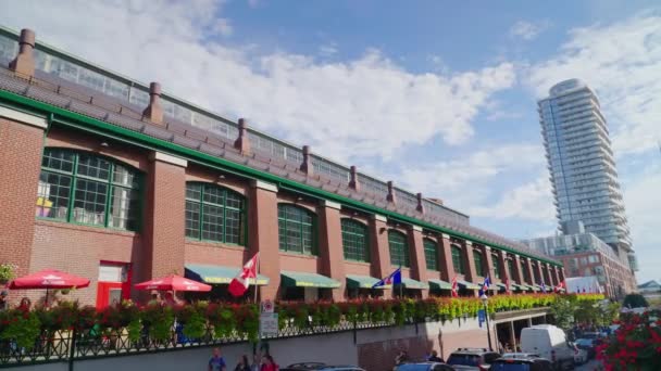 Toronto, Canada, October 2017: St. Lawrence Market in Toronto, Canada. An old market with many shops, a popular place among locals and tourists. Pan shot — Stock Video