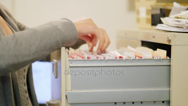 Primer plano de manos femeninas tomar una carpeta con documentos de un