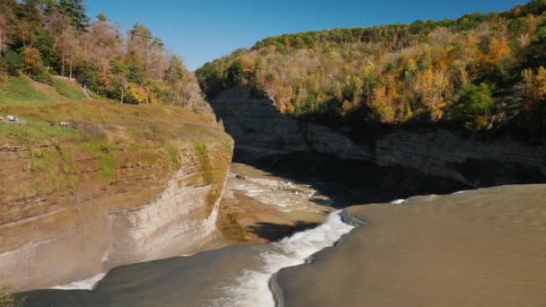 Genesee River and waterfall in Letchworth State Park. Vidéo 4K 10 bits — Video