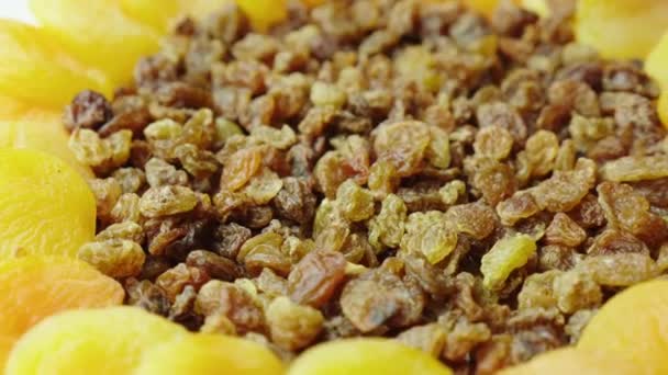 Dried apricots and raisins. Ingredients of festive dishes. Dishes for Easter — Stock Video