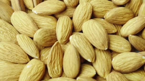 Noyaux d'amandes, gros plan. Aliments savoureux et sains — Video