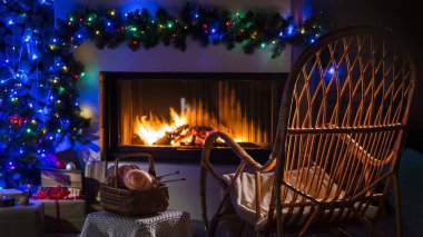 Sıcak bir kış akşamı için. Sallanan sandalye ve dikiş seti.