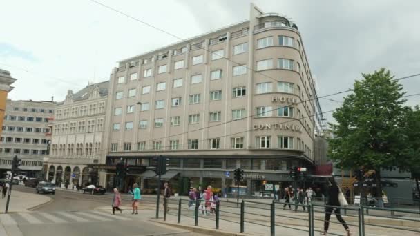Όσλο, Νορβηγία, Ιούλιος 2018: Continental Hotel building in Oslo — Αρχείο Βίντεο
