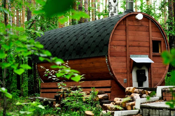 Baño Madera Redonda Naturaleza Verano — Foto de Stock