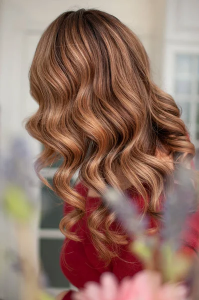 Femme avec coiffure élégante dans un style rétro vue arrière — Photo