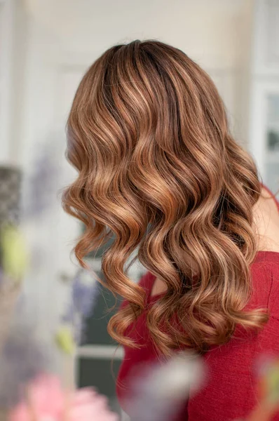 Mulher com penteado elegante na visão traseira estilo retro — Fotografia de Stock