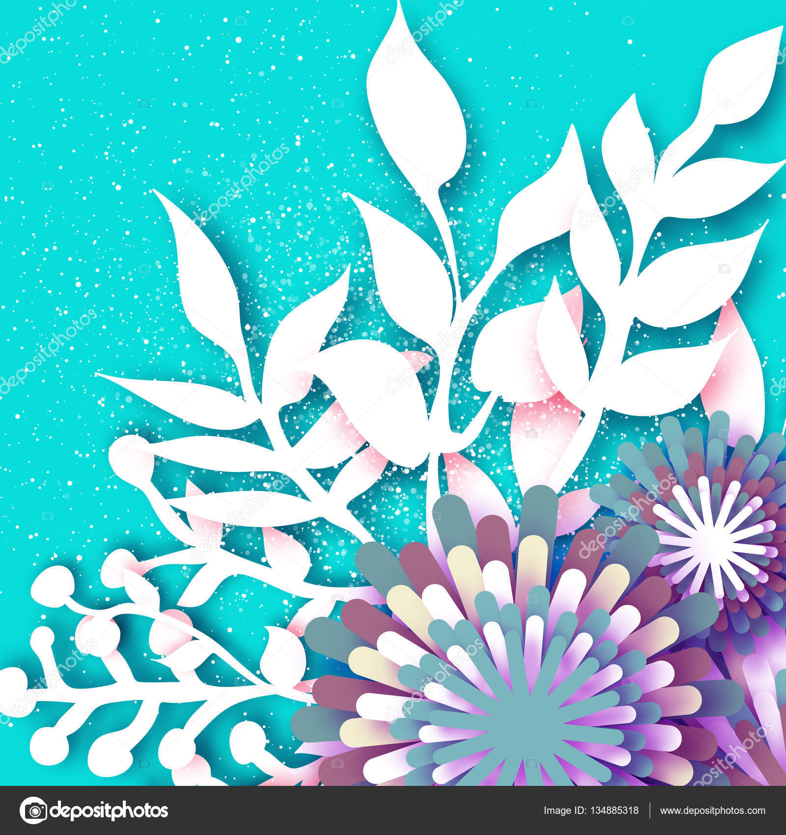 Ramas Con Hojas De Papel Origami Flores Coloridas Con