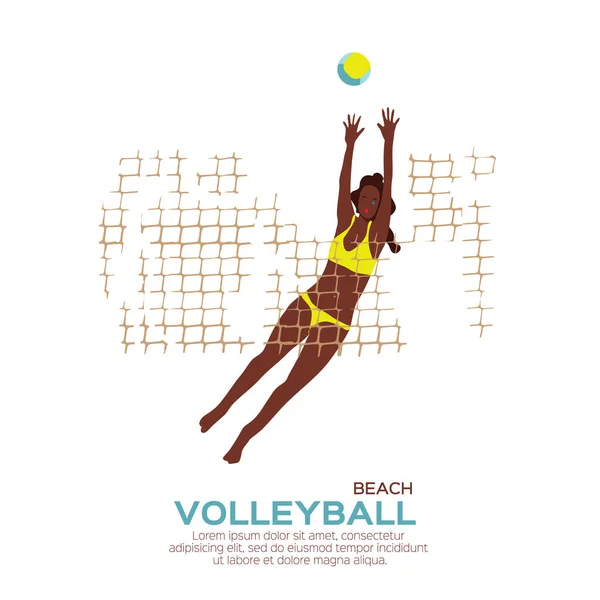 Beach Volleyball. Sport game. Funny young woman with ball.