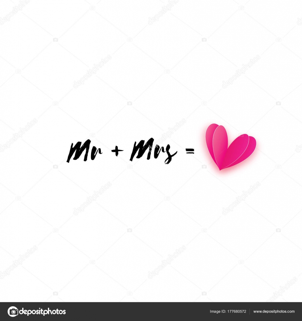 Mr And Mrs Words Mister Plus Missis Equal Love On White Paper Cut Pink Mr And Mrs Words Mister Plus Missis Equal Love On White Paper Cut Pink