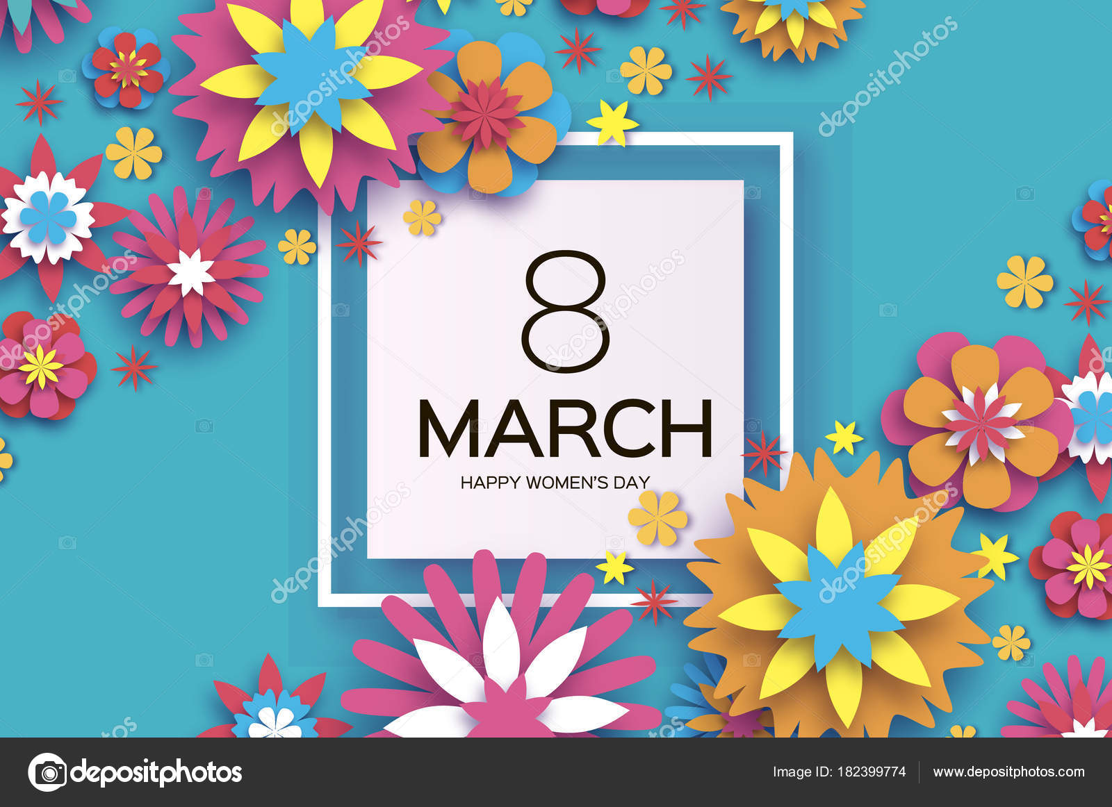 8 März Womens Freudentag Farbiges Papier Schneiden Blumen