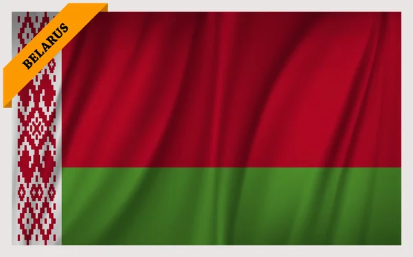 Bandera nacional de Bielorrusia - edición ondeante — Vector de stock