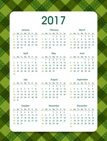 Obrus 2017 szablon kalendarza dla komercyjnych, jak i prywatnych — Wektor stockowy