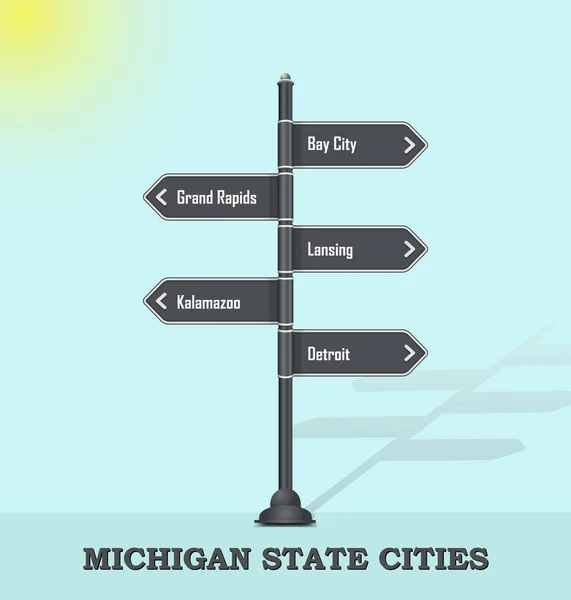 Шаблон дорожных знаков для городов и поселков США - Штат Мичиган — стоковый вектор
