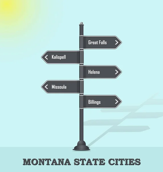 Modelo de sinalização rodoviária para cidades dos EUA - Montana state —  Vetores de Stock