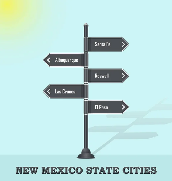 Wegweiser-Vorlage für US-Städte - New Mexico State — Stockvektor