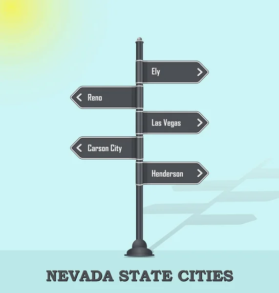 Modelo de sinalização rodoviária para cidades dos EUA - Nevada State —  Vetores de Stock