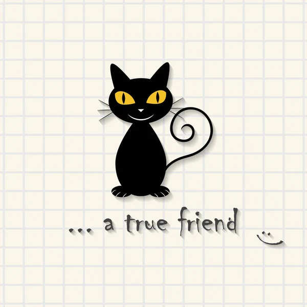 진정한 친구-수학 사각형 종이에 귀여운 고양이 장면 — 스톡 벡터