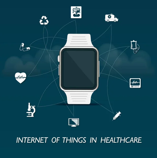Internet de las cosas en la edición smartwatch sanitaria — Vector de stock