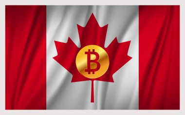 Bitcoin Kanada ülkenin ulusal dalgalanan bayrak üzerinde