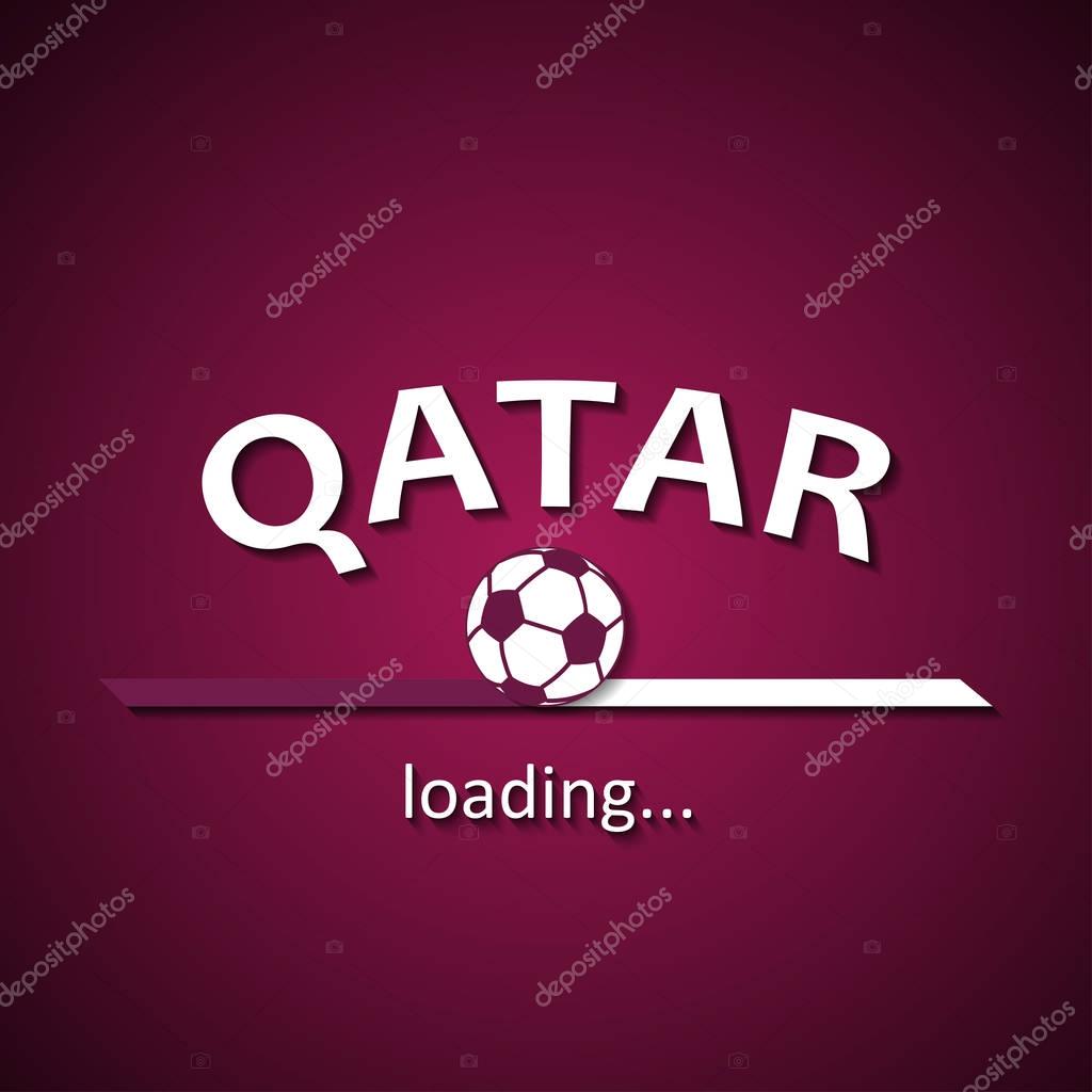 Qatar soccer loading bar - football inscription background for the World Championship and local premier league
